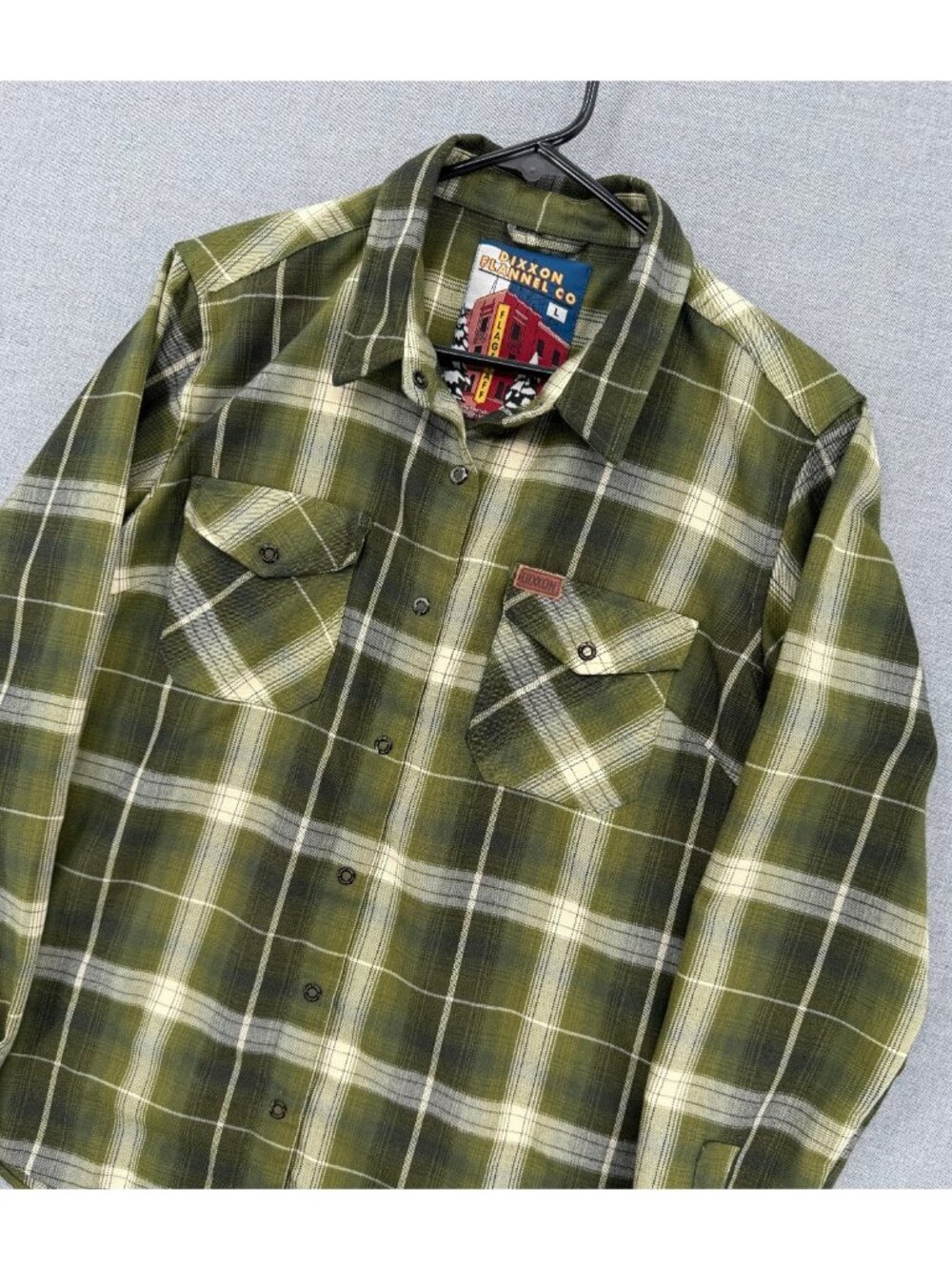 Dixxon Flannel Shirt Womens L Flagstaff Green Tartan Plaid Snaps